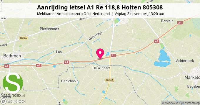 Aanrijding letsel A1 Re 118,8 Holten 805308