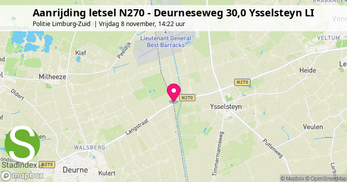 Aanrijding letsel N270 - Deurneseweg 30,0 Ysselsteyn LI