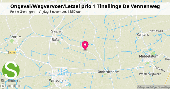 Ongeval/Wegvervoer/Letsel prio 1 Tinallinge De Vennenweg