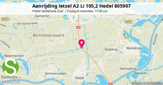 Aanrijding letsel A2 Li 105,2 Hedel 805907