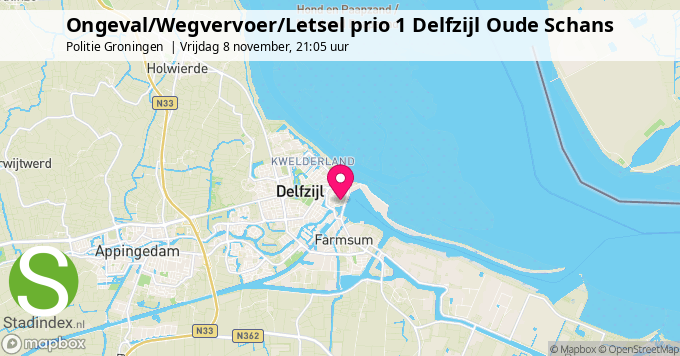 Ongeval/Wegvervoer/Letsel prio 1 Delfzijl Oude Schans