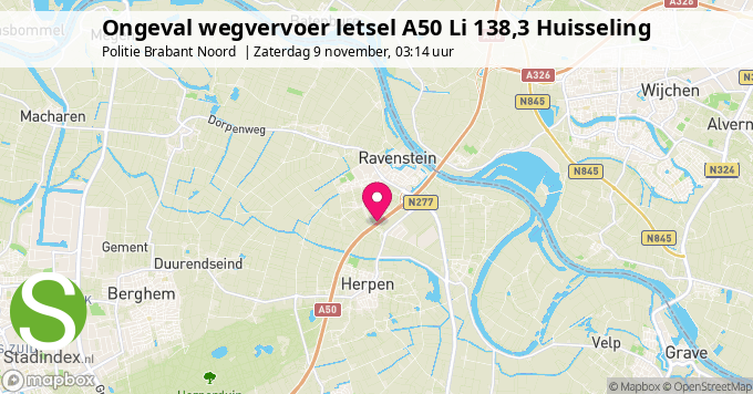 Ongeval wegvervoer letsel A50 Li 138,3 Huisseling