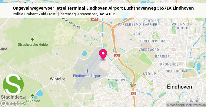 Ongeval wegvervoer letsel Terminal Eindhoven Airport Luchthavenweg 5657EA Eindhoven