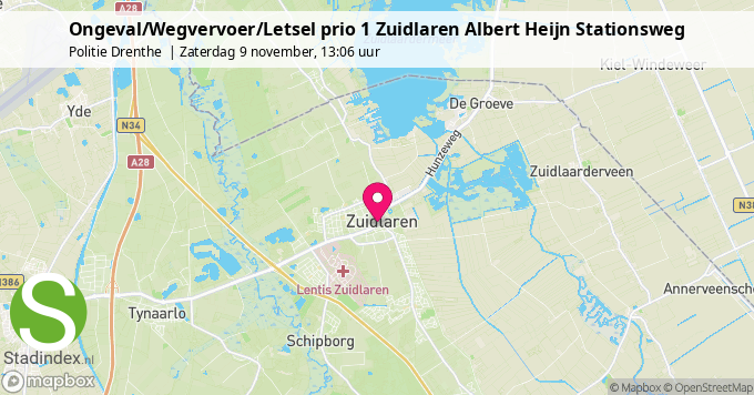 Ongeval/Wegvervoer/Letsel prio 1 Zuidlaren Albert Heijn Stationsweg