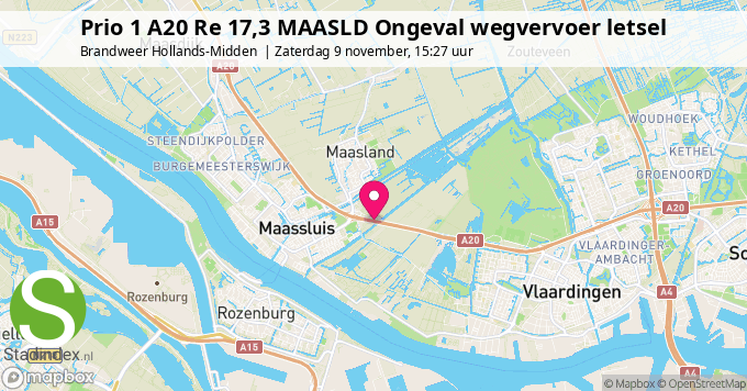 Prio 1 A20 Re 17,3 MAASLD Ongeval wegvervoer letsel