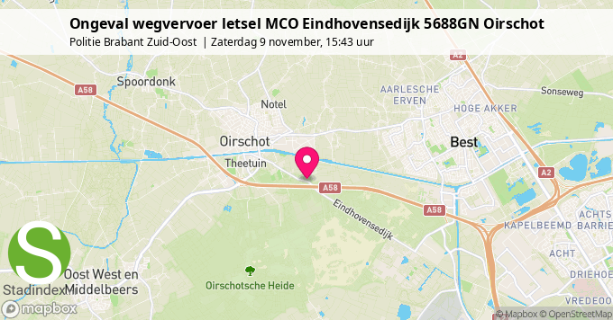 Ongeval wegvervoer letsel MCO Eindhovensedijk 5688GN Oirschot