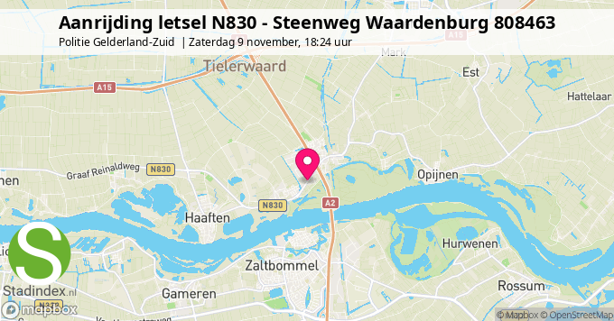 Aanrijding letsel N830 - Steenweg Waardenburg 808463