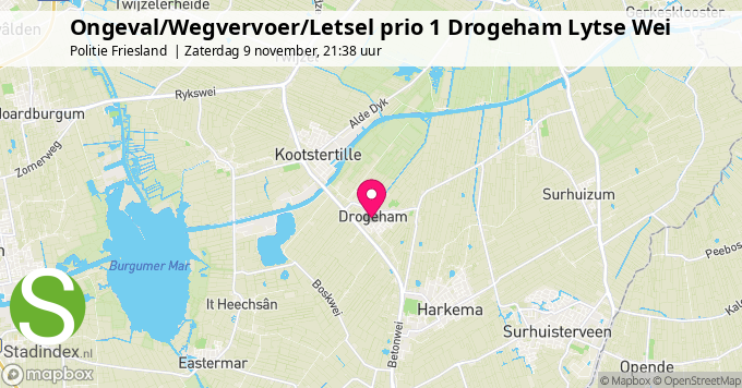 Ongeval/Wegvervoer/Letsel prio 1 Drogeham Lytse Wei