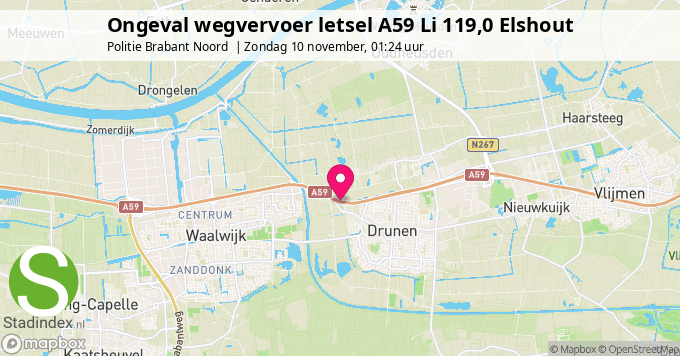 Ongeval wegvervoer letsel A59 Li 119,0 Elshout