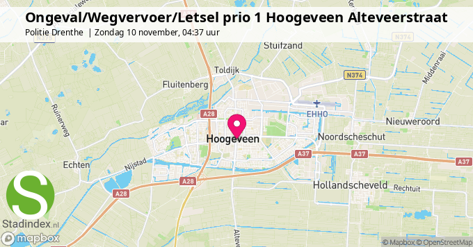 Ongeval/Wegvervoer/Letsel prio 1 Hoogeveen Alteveerstraat