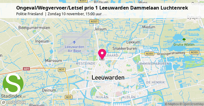 Ongeval/Wegvervoer/Letsel prio 1 Leeuwarden Dammelaan Luchtenrek