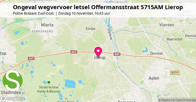 Ongeval wegvervoer letsel Offermansstraat 5715AM Lierop