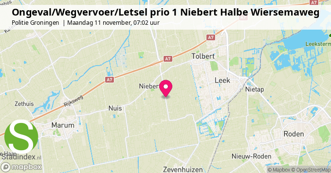 Ongeval/Wegvervoer/Letsel prio 1 Niebert Halbe Wiersemaweg