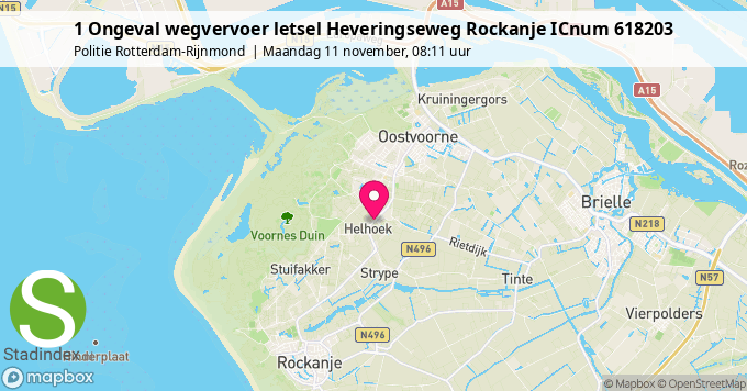 1 Ongeval wegvervoer letsel Heveringseweg Rockanje ICnum 618203