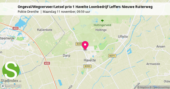 Ongeval/Wegvervoer/Letsel prio 1 Havelte Loonbedrijf Leffers Nieuwe Ruiterweg