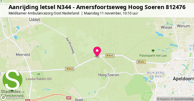 Aanrijding letsel N344 - Amersfoortseweg Hoog Soeren 812476