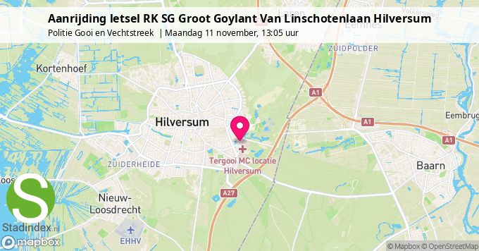 Aanrijding letsel RK SG Groot Goylant Van Linschotenlaan Hilversum