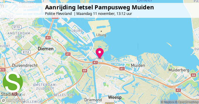 Aanrijding letsel Pampusweg Muiden