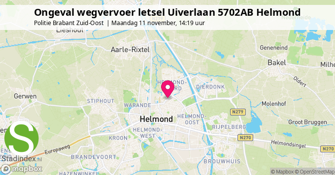 Ongeval wegvervoer letsel Uiverlaan 5702AB Helmond