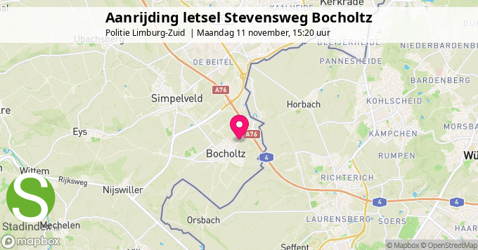 Aanrijding letsel Stevensweg Bocholtz