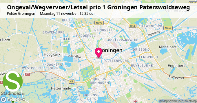 Ongeval/Wegvervoer/Letsel prio 1 Groningen Paterswoldseweg