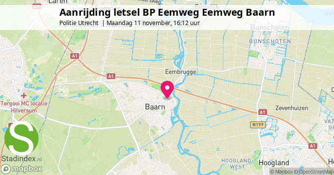 Aanrijding letsel BP Eemweg Eemweg Baarn