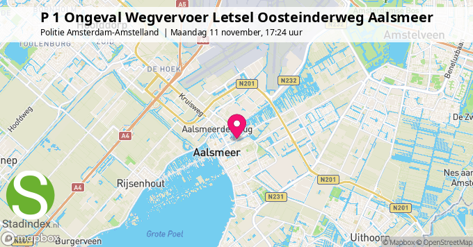 P 1 Ongeval Wegvervoer Letsel Oosteinderweg Aalsmeer