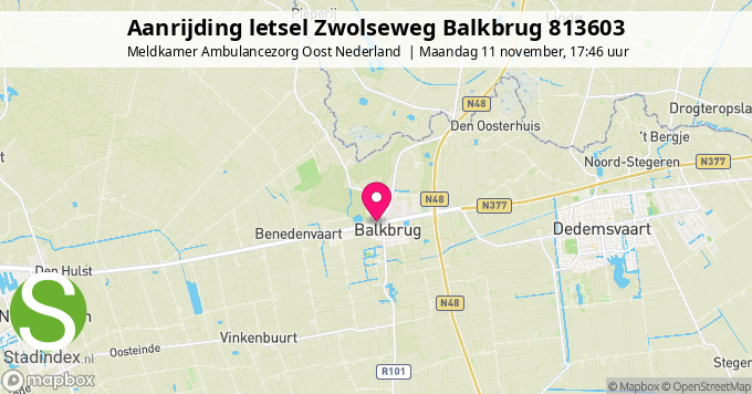 Aanrijding letsel Zwolseweg Balkbrug 813603