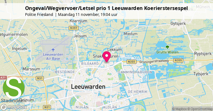 Ongeval/Wegvervoer/Letsel prio 1 Leeuwarden Koerierstersespel