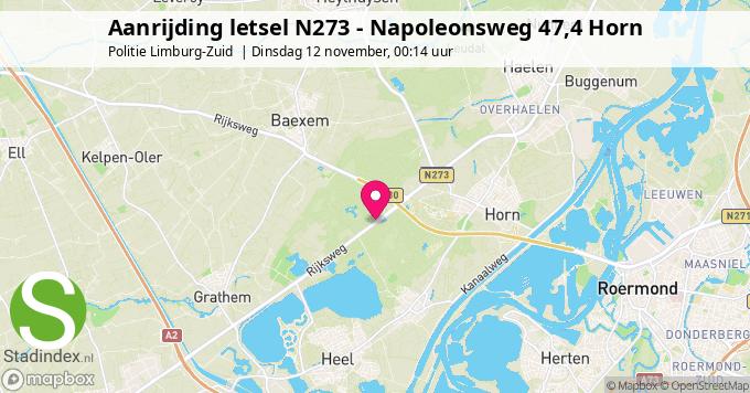 Aanrijding letsel N273 - Napoleonsweg 47,4 Horn