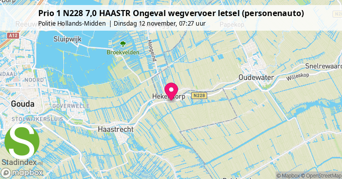 Prio 1 N228 7,0 HAASTR Ongeval wegvervoer letsel (personenauto)