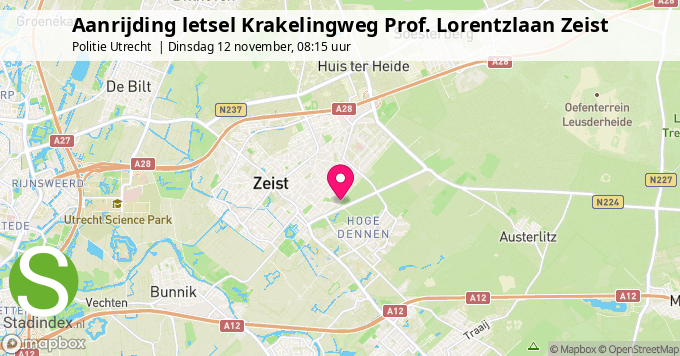 Aanrijding letsel Krakelingweg Prof. Lorentzlaan Zeist