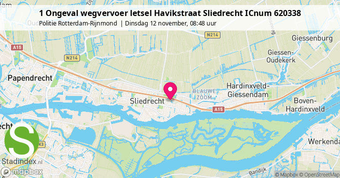 1 Ongeval wegvervoer letsel Havikstraat Sliedrecht ICnum 620338