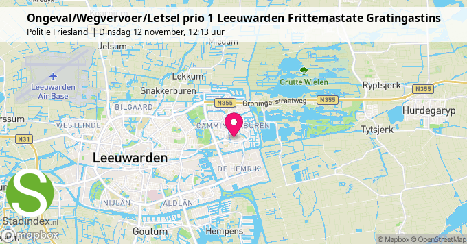 Ongeval/Wegvervoer/Letsel prio 1 Leeuwarden Frittemastate Gratingastins