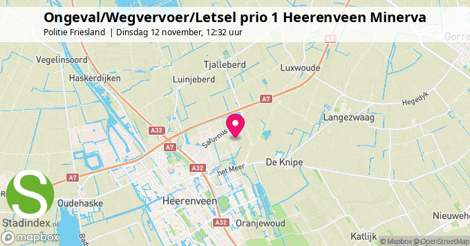 Ongeval/Wegvervoer/Letsel prio 1 Heerenveen Minerva