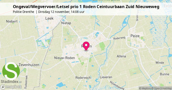 Ongeval/Wegvervoer/Letsel prio 1 Roden Ceintuurbaan Zuid Nieuweweg