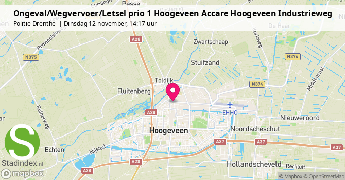 Ongeval/Wegvervoer/Letsel prio 1 Hoogeveen Accare Hoogeveen Industrieweg