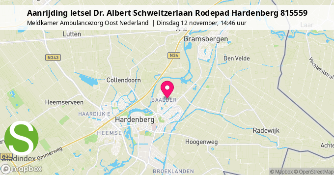 Aanrijding letsel Dr. Albert Schweitzerlaan Rodepad Hardenberg 815559