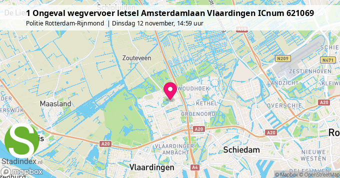 1 Ongeval wegvervoer letsel Amsterdamlaan Vlaardingen ICnum 621069