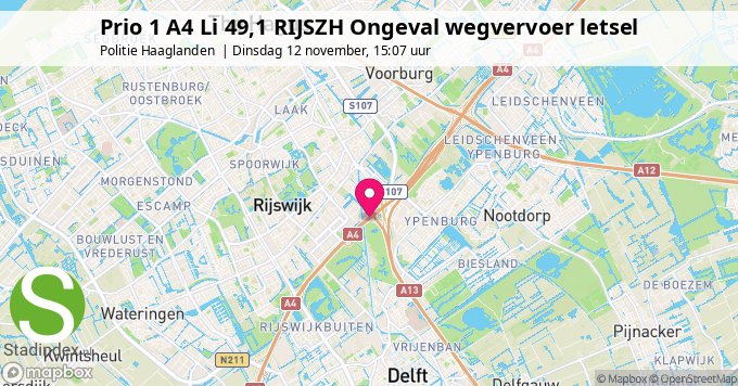 Prio 1 A4 Li 49,1 RIJSZH Ongeval wegvervoer letsel