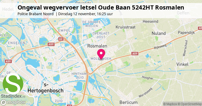 Ongeval wegvervoer letsel Oude Baan 5242HT Rosmalen