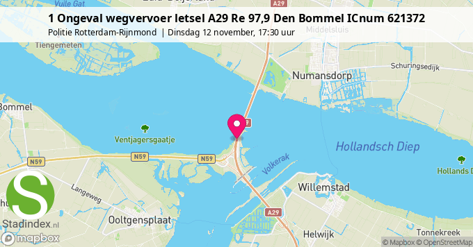 1 Ongeval wegvervoer letsel A29 Re 97,9 Den Bommel ICnum 621372