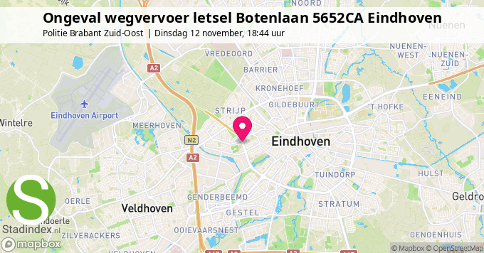 Ongeval wegvervoer letsel Botenlaan 5652CA Eindhoven