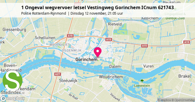 1 Ongeval wegvervoer letsel Vestingweg Gorinchem ICnum 621743