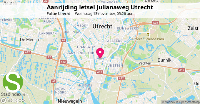 Aanrijding letsel Julianaweg Utrecht