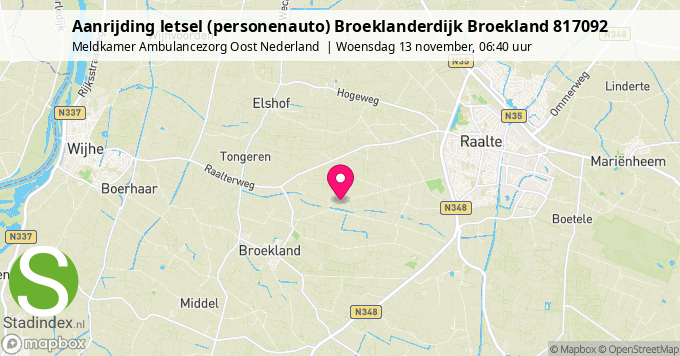 Aanrijding letsel (personenauto) Broeklanderdijk Broekland 817092