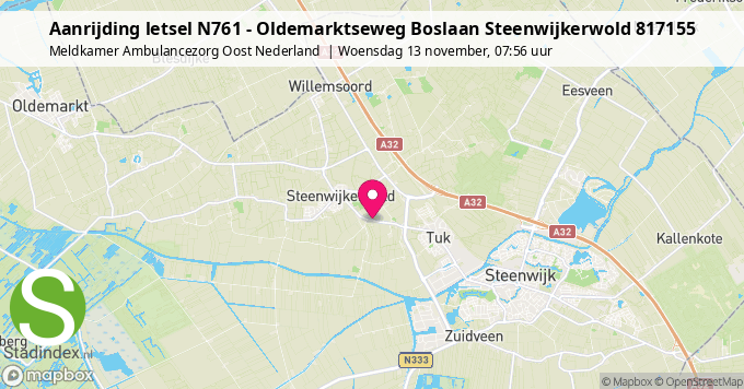 Aanrijding letsel N761 - Oldemarktseweg Boslaan Steenwijkerwold 817155