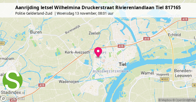 Aanrijding letsel Wilhelmina Druckerstraat Rivierenlandlaan Tiel 817165