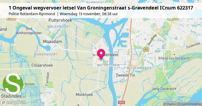 1 Ongeval wegvervoer letsel Van Groningenstraat s-Gravendeel ICnum 622317