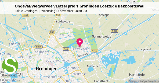 Ongeval/Wegvervoer/Letsel prio 1 Groningen Loefzijde Bakboordswal